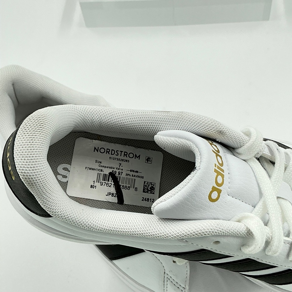 Adidas Womens Size 7.5 Sneakers White Black Gold Cloud Foam NEW Street talk $75 - Picture 10 of 16